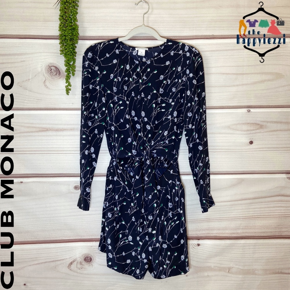 Club Monaco Blue Floral Yurtie Romper Sz 4